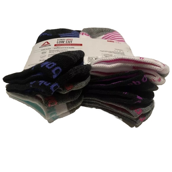 Reebok Low Cut Performance Socks 6 Pair Women 4-10 Gray White Multicolor w Logo - Picture 10 of 11